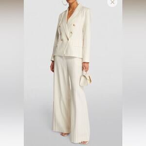 L’AGENCE Kenzie striped Blazer and Pilar striped pants LINEN SUIT set S, XS